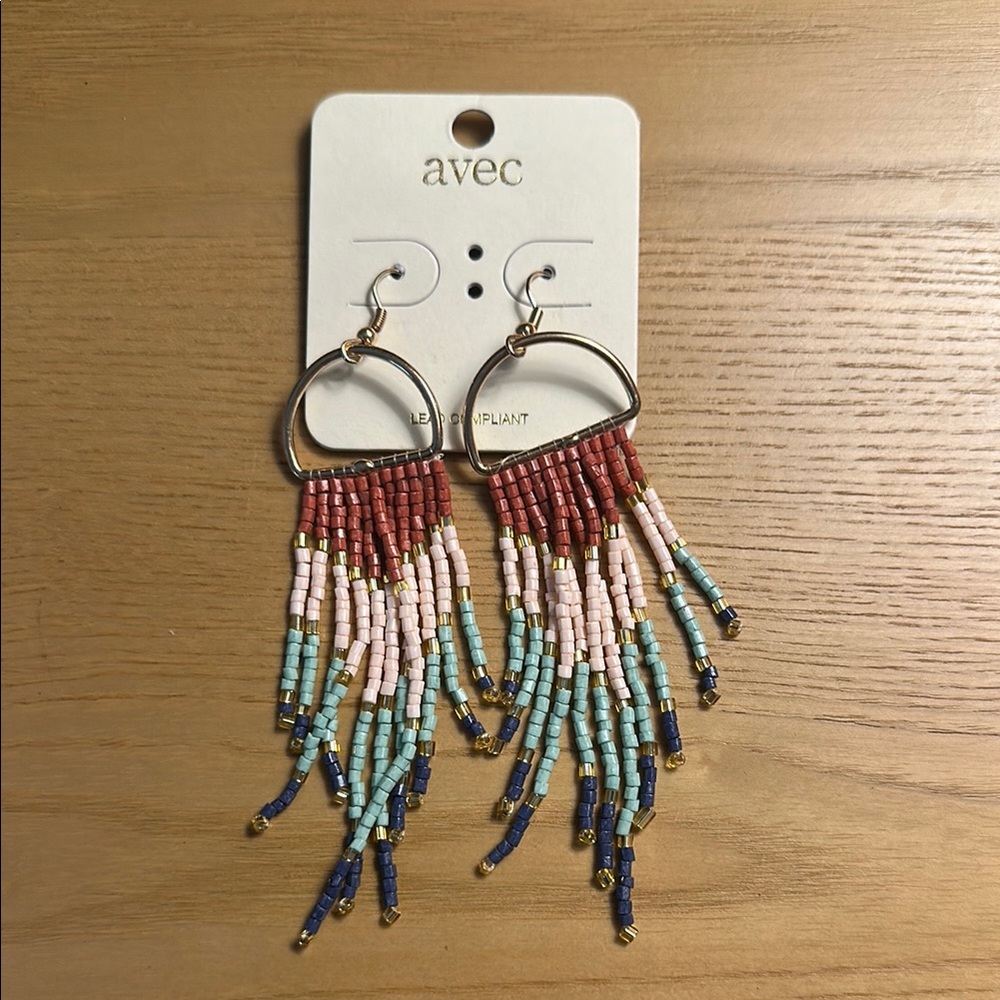 •Avec• Beaded Chandelier Earrings NWT